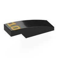 Brick Curved 3 x 1 x 2/3 with Gold '10' Print, Black