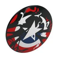 Shield Round Bowed with Red/Blue/White Captain America Star, Venomized Print, Black