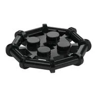 Plate Special 2 x 2 with Bar Frame Octagonal, Reinforced, Completely Round Studs, Black