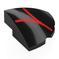 Brick Round Corner, Curved 3 x 3 x 1 Quarter Circle with Red Webbing Print, Black