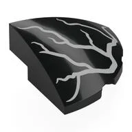 Brick Round Corner, Curved 3 x 3 x 1 Quarter Circle with Silver Lightning Print, Black