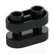 Brick Special 1 x 2 Rounded with Center Bars, Black