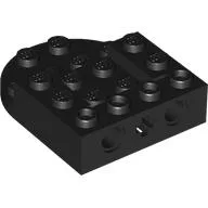 Brick 4 x 5 with Rounded End, Axle, Pin Holes, 2 x 2 Recessed Center, Black