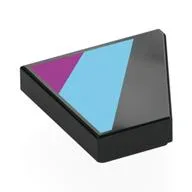 Wedge Tile 2 x 2 Left with Medium Azure/Magenta Shapes Print, Black