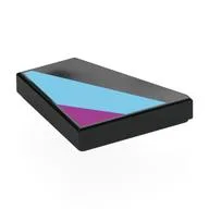 Wedge Tile 2 x 2 Right with Medium Azure/Magenta Shapes Print, Black