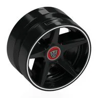 Wheel, Sport 21 x 11 with White Stripe, Silver Tiger on Red Background Print, Black