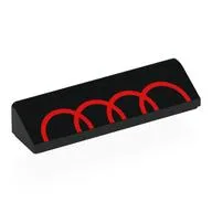 Brick Sloped 30° 1 x 4 x 2/3 with Partial Red Audi Logo Print, Black