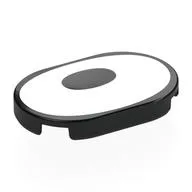 Tile Round 2 x 3 with White Surface, Black Oval Off-Center (Eye) Print, Black