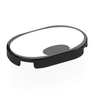 Tile Round 2 x 3 with White Surface, Black Oval in Edge (Eye) Print, Black