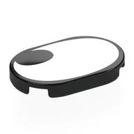Tile Round 2 x 3 with White Surface, Black Oval in Corner (Eye) Print, Black