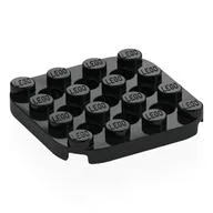 Plate 4 x 4 with Rounded Corners, Pin Holes between Studs, Black