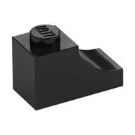 Brick Curved 2 x 1 with Inverted Cutout, Black