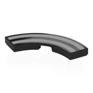 Tile 3 x 3 Curved, Macaroni with Silver Strips, Black