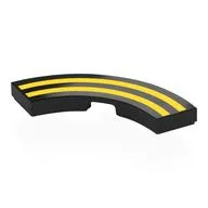 Tile 3 x 3 Curved, Macaroni with Yellow Lines Print, Black