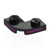 Plate Round Corner 2 x 2 with 1 x 1 Cutout with Magenta Stripes Print, Black