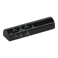 Brick Curved 1 x 4 x 2/3 Double, No Studs with Silver Stars (Mercedes Logos) Left Print, Black
