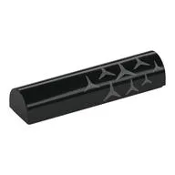 Brick Curved 1 x 4 x 2/3 Double, No Studs with Silver Stars (Mercedes Logos) Right Print, Black