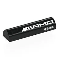 Brick Curved 1 x 4 x 2/3 Double, No Studs with White 'AMG MSC', Right Print, Black