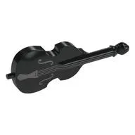 Musical Instrument Double Bass with Silver Strings, Dark Bluish Holes Print, Black