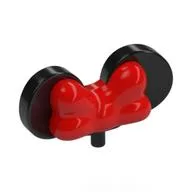 Headwear Accessory Bow with Minnie Mouse Ears, Small Pin, Red Pattern, Black