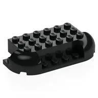 Brick Curved 4 x 8 with Rounded Ends, 1 x 4 Cutout in Front, Two 1 x 2 Cutouts in Back, Black