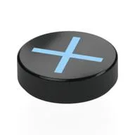 Tile Round 1.5 x 1.5 with Bright Light Blue X Print, Black
