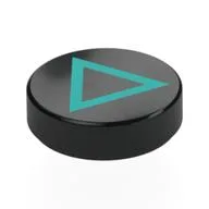 Tile Round 1.5 x 1.5 with Dark Turquoise Triangle Print, Black