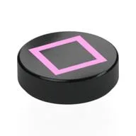 Tile Round 1.5 x 1.5 with Bright Pink Square Print, Black