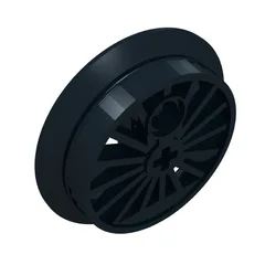Train Wheel RC Train, Spoked with Technic Axle Hole and Counterweight, 37 mm diameter [Flanged Driver], Black