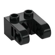Technic Brick 1 x 2 with Hole and Dual Beam Extensions, Black
