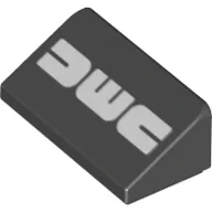 Brick Sloped 30° 1 x 2 x 2/3 with 'DMC' Print, Black