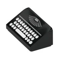 Brick Sloped 30° 1 x 2 x 2/3 with Typewriter Print, Black