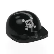 Hat / Cap Short Curved Peak with Silver Skull, '43' Print, Black