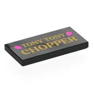 Tile 2 x 4 with 'Tony Tony Chopper' Print, Black
