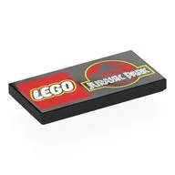 Tile 2 x 4 with Jurassic Park and LEGO Logo's Print, Black