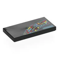 Tile 2 x 4 with Round Control Panel, Red/Bright Light Blue/Yellow Buttons (Entrerprise) Print, Black