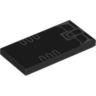 Tile 2 x 4 with Light Bluish Grey Lines Print, Black