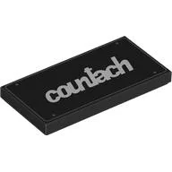 Tile 2 x 4 with White 'countach' Print, Black