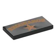 Tile 2 x 4 with Yellow 'ENDURANCE', Star Print, Black
