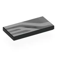 Tile 2 x 4 with Silver Zig-Zagging Stripes Print, Black