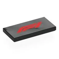 Tile 2 x 4 with Red F1 Logo Print, Black