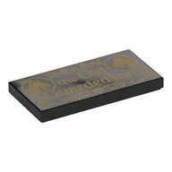 Tile 2 x 4 with Gold 'the Old Guarded Inn', Goats, Decorations Print, Black