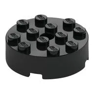 Brick Round 4 x 4 Centre Hole, Black