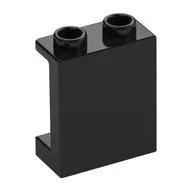 Panel 1 x 2 x 2 [Side Supports / Hollow Studs], Black