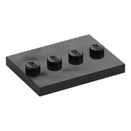 Plate Special 3 x 4 with 1 x 4 Center Studs [Plain], Black