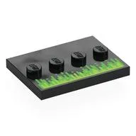 Plate Special 3 x 4 with 1 x 4 Center Studs with Bright Green/Lime Pixelated Energy Print, Black