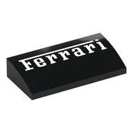 Brick Curved 2 x 4 x 2/3 No Studs with White 'Ferrari' Print, Black