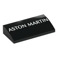 Brick Curved 2 x 4 x 2/3 No Studs with White 'ASTON MARTIN' Print, Black
