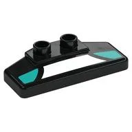 Duplo Rear Spoiler 2 x 4 x 1 / 2 with White and Dark Turquoise Panels Print, Black