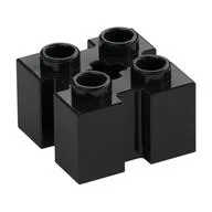 Brick Special 2 x 2 with Grooves and Axle Hole, Black